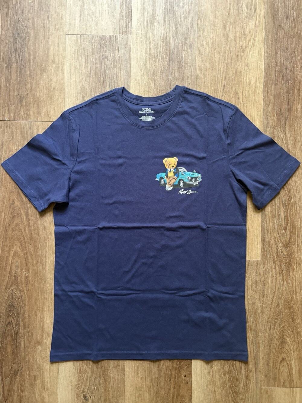 Polo Ralph Lauren Bear Convertible Car T-Shirt Mens Large L Navy Blue